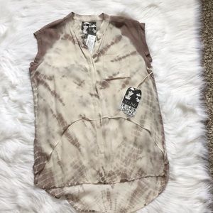 Young Fabulous & Broke button down top tie dye